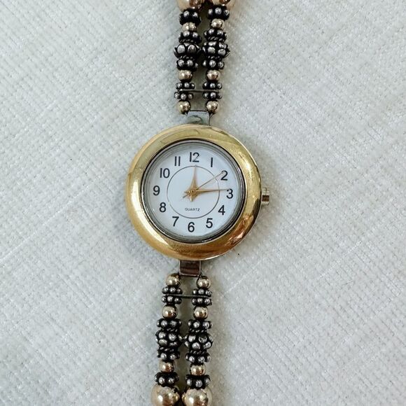 Vintage mixed metal Gold and Silver Beaded Watch - Picture 1 of 4